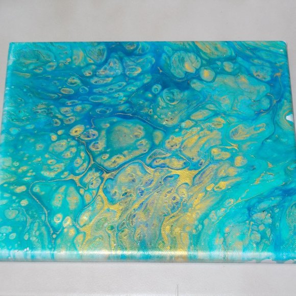 Original "Aqua Maze" acrylic painting, 8"x10" - Picture 2 of 3